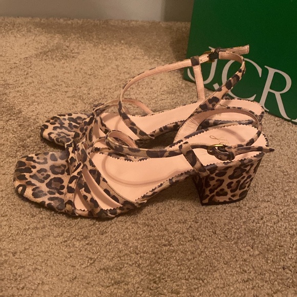 Jcrew Odette Strappy Sandals Leopard Suede Size 8 - Picture 4 of 5